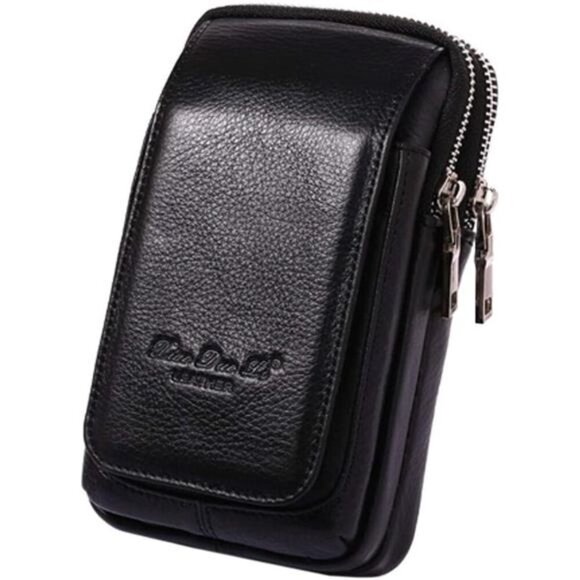 Leather WaistPack Phone Belt Bag for Men Loop Holster Wallet CellphoneCase Pouch